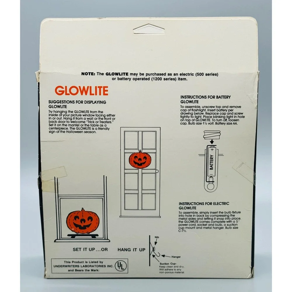 Blinky Electric Jack O Lite Orange Vintage Pumpkin Window Light No 503